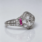 Luxury Jewelry Art Deco Halo Cushion Cut White Sapphire Engagement Rings