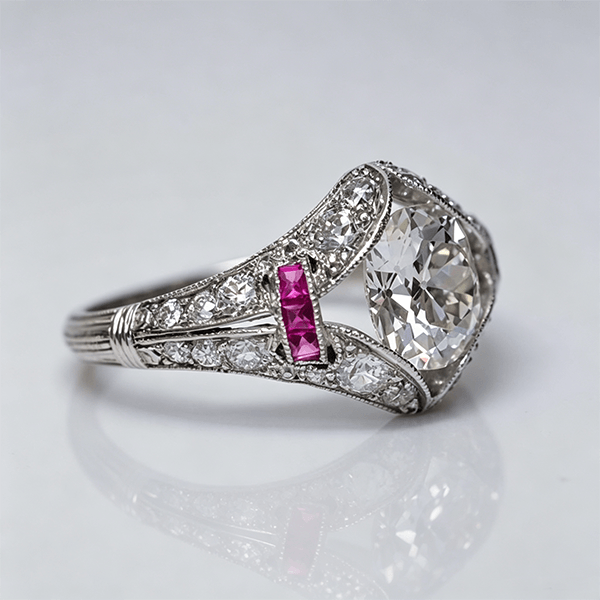 Luxury Jewelry Art Deco Halo Cushion Cut White Sapphire Engagement Rings