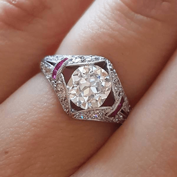 Luxury Jewelry Art Deco Halo Cushion Cut White Sapphire Engagement Rings