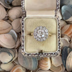 Luxury Jewelry Two Tone Halo Cushion Cut White Sapphire Cluster Engagement Ring
