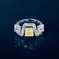 Luxury Jewelry Unique Design Two Tone Radiant Cut Yellow & White Sapphire Wedding Band