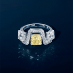 Luxury Jewelry Unique Design Two Tone Radiant Cut Yellow & White Sapphire Wedding Band
