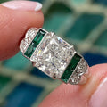 Luxury Jewelry Art Deco Emerald Radiant Cut White Sapphire Engagement Rings