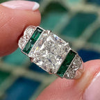 Luxury Jewelry Art Deco Emerald Radiant Cut White Sapphire Engagement Rings
