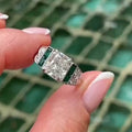 Luxury Jewelry Art Deco Radiant Cut White Sapphire Engagement Rings