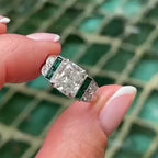 Luxury Jewelry Art Deco Radiant Cut White Sapphire Engagement Rings