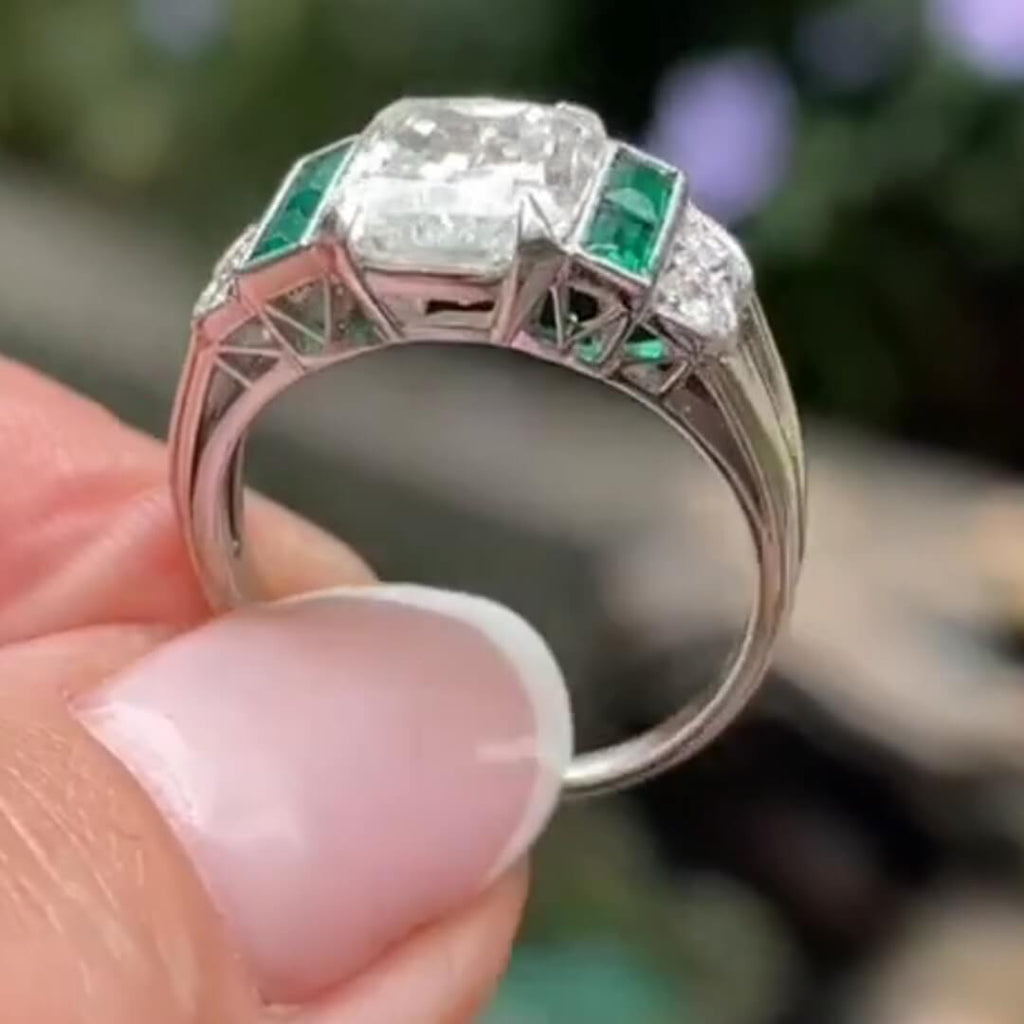 Luxury Jewelry Art Deco Radiant Cut White Sapphire Engagement Rings