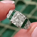 Luxury Jewelry Art Deco Radiant Cut White Sapphire Engagement Rings