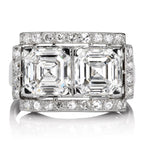 Luxury Jewelry Art Deco Toi et Moi Halo Asscher Cut  White Sapphire Engagement Rings