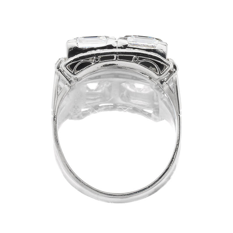 Luxury Jewelry Art Deco Toi et Moi Halo Asscher Cut  White Sapphire Engagement Rings