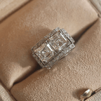 Luxury Jewelry Art Deco Toi et Moi Halo Asscher Cut  White Sapphire Engagement Rings