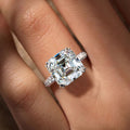 Luxury Jewelry Solitaire Double Prong Two Tone Asscher Cut White Sapphire Engagement Ring