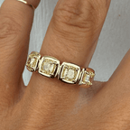 Half Eternity Golden Bezel Cushion Cut Yellow Sapphire Wedding Band
