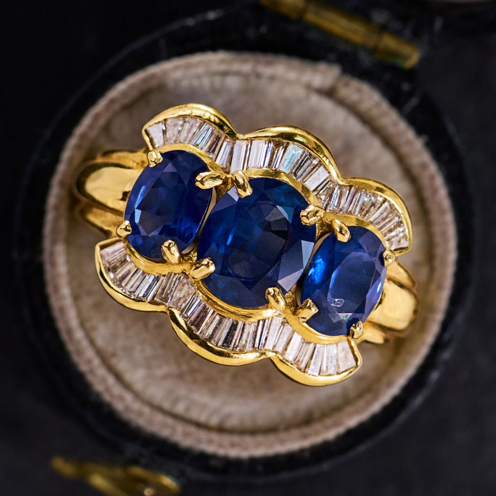 Luxury Jewelry Golden Half Halo Oval Cut Blue Sapphire Engagement Rings