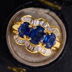 Luxury Jewelry Golden Half Halo Oval Cut Blue Sapphire Engagement Rings
