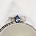 Luxury Jewelry Classic Pave Setting Oval Cut Blue Sapphire Engagement Rings