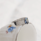 Luxury Jewelry Classic Pave Setting Oval Cut Blue Sapphire Engagement Rings