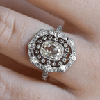 Vintage Double Halo Cushion Cut White Sapphire Cluster Engagement Rings
