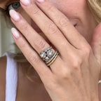 Luxury Jewelry Toi Et Moi Halo Round Cut Pearl & White Sapphire Engagement Rings