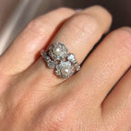 Luxury Jewelry Toi Et Moi Halo Round Cut Pearl & White Sapphire Engagement Rings