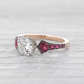 Luxury Jewelry Two Tone Art Deco Round Cut White  & Ruby Sapphire Engagement Rings