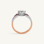 Luxury Jewelry Two Tone Art Deco Round Cut White  & Ruby Sapphire Engagement Rings