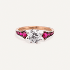 Luxury Jewelry Two Tone Art Deco Round Cut White  & Ruby Sapphire Engagement Rings
