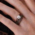 Luxury Jewelry Two Tone Art Deco Round Cut White  & Ruby Sapphire Engagement Rings