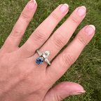 Vintage Toi Et Moi Yellow Gold Pear Cut Blue & White Sapphire Engagement Ring