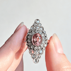 Vintage Unique Design Bezel Double Halo Oval Cut Pink Sapphire Engagement Ring
