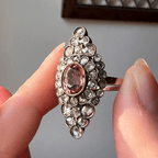 Vintage Unique Design Bezel Double Halo Oval Cut Pink Sapphire Engagement Ring