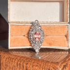 Vintage Unique Design Bezel Double Halo Oval Cut Pink Sapphire Engagement Ring