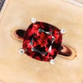 Yellow Gold Solitaire Cushion Cut Garnet Sapphire Engagement Rings