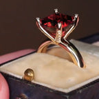 Yellow Gold Solitaire Cushion Cut Garnet Sapphire Engagement Rings