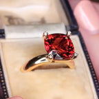 Yellow Gold Solitaire Cushion Cut Garnet Sapphire Engagement Rings