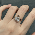 Luxury Jewelry Unique Design Solitaire Yellow Gold Oval Cut White Sapphire Engagement Rings