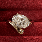 Luxury Jewelry Unique Design Solitaire Yellow Gold Oval Cut White Sapphire Engagement Rings