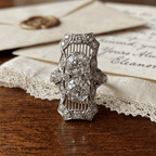 Vintage Halo Bezel Double Round Cut White Sapphire Engagement Ring