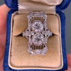 Luxury Jewelry Art Deco Vintage Round Cut White Sapphire Engagement Rings