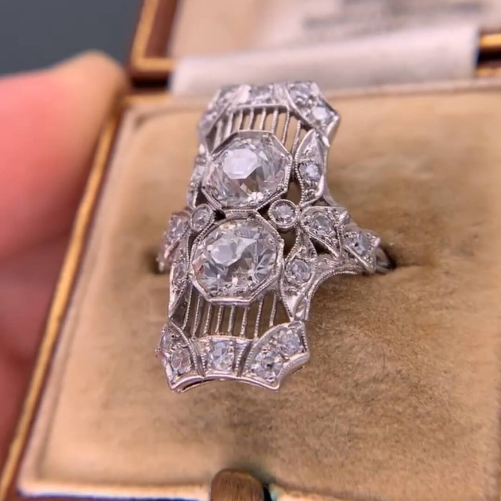 Luxury Jewelry Art Deco Vintage Round Cut White Sapphire Engagement Rings