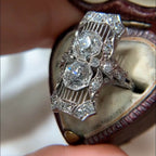 Luxury Jewelry Art Deco Vintage Round Cut White Sapphire Engagement Rings