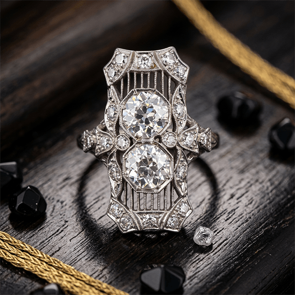 Luxury Jewelry Art Deco Vintage Round Cut White Sapphire Engagement Rings