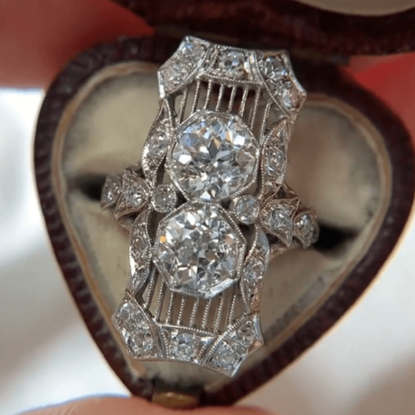 Luxury Jewelry Art Deco Vintage Round Cut White Sapphire Engagement Rings