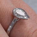 Classic Bezel Pear & Baguette Cut White Sapphire Engagement Rings