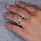 Classic Bezel Pear & Baguette Cut White Sapphire Engagement Rings