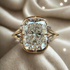 Luxury Jewelry Unique Design Yellow Gold Cushion Cut White Sapphire Engagement Rings