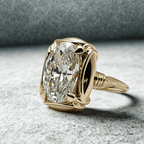 Solitaire Yellow Gold Oval Cut White Sapphire Engagement Ring
