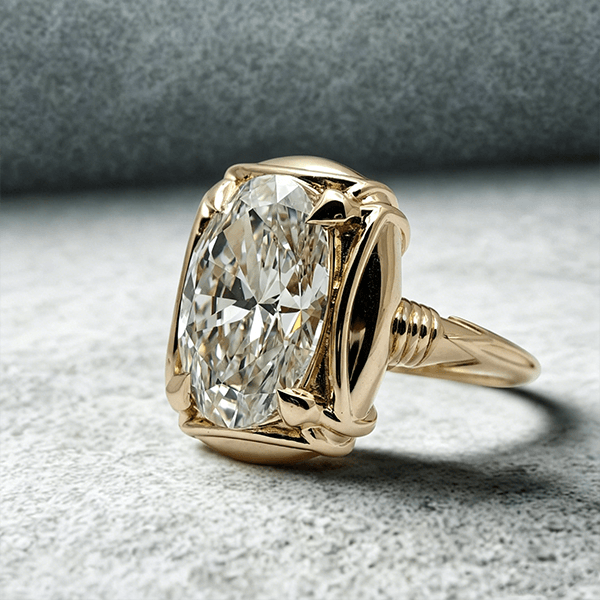 Solitaire Yellow Gold Oval Cut White Sapphire Engagement Ring