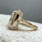 Solitaire Yellow Gold Oval Cut White Sapphire Engagement Ring