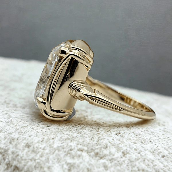 Solitaire Yellow Gold Oval Cut White Sapphire Engagement Ring